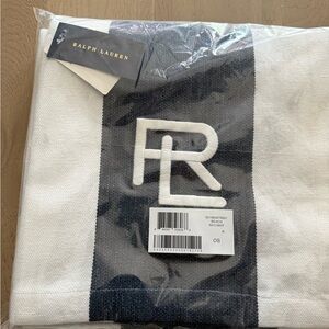 Ralph Lauren Navy and White Beach Blanket with Logo